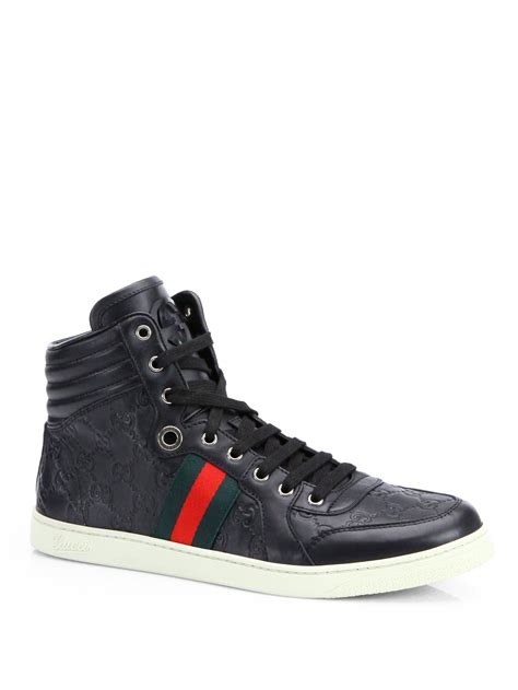 black gucci hi top sneakers|black Gucci sneakers men's.